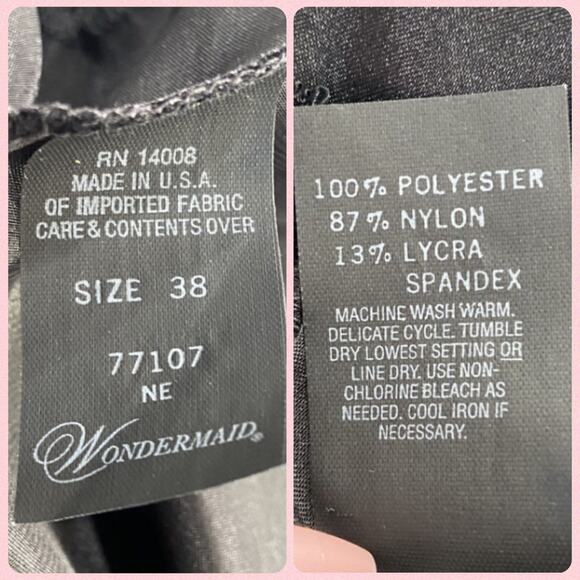 NWT Vintage 90s Wondermaid Black Satin Lace Bust Sexy Full Slip Dress Size 38 - Picture 12 of 12